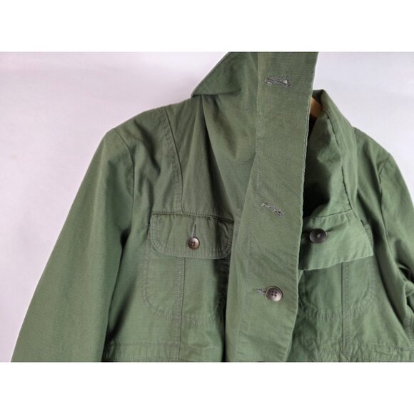 Eddie Bauer Ripstop Women's Jacket Size Large Green Cropped Military Coat - Picture 7 of 16